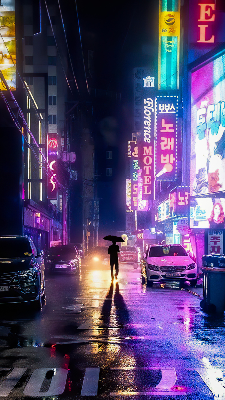 大都会, 车灯, 紫色的, 光, 基础设施 壁纸 750x1334 允许