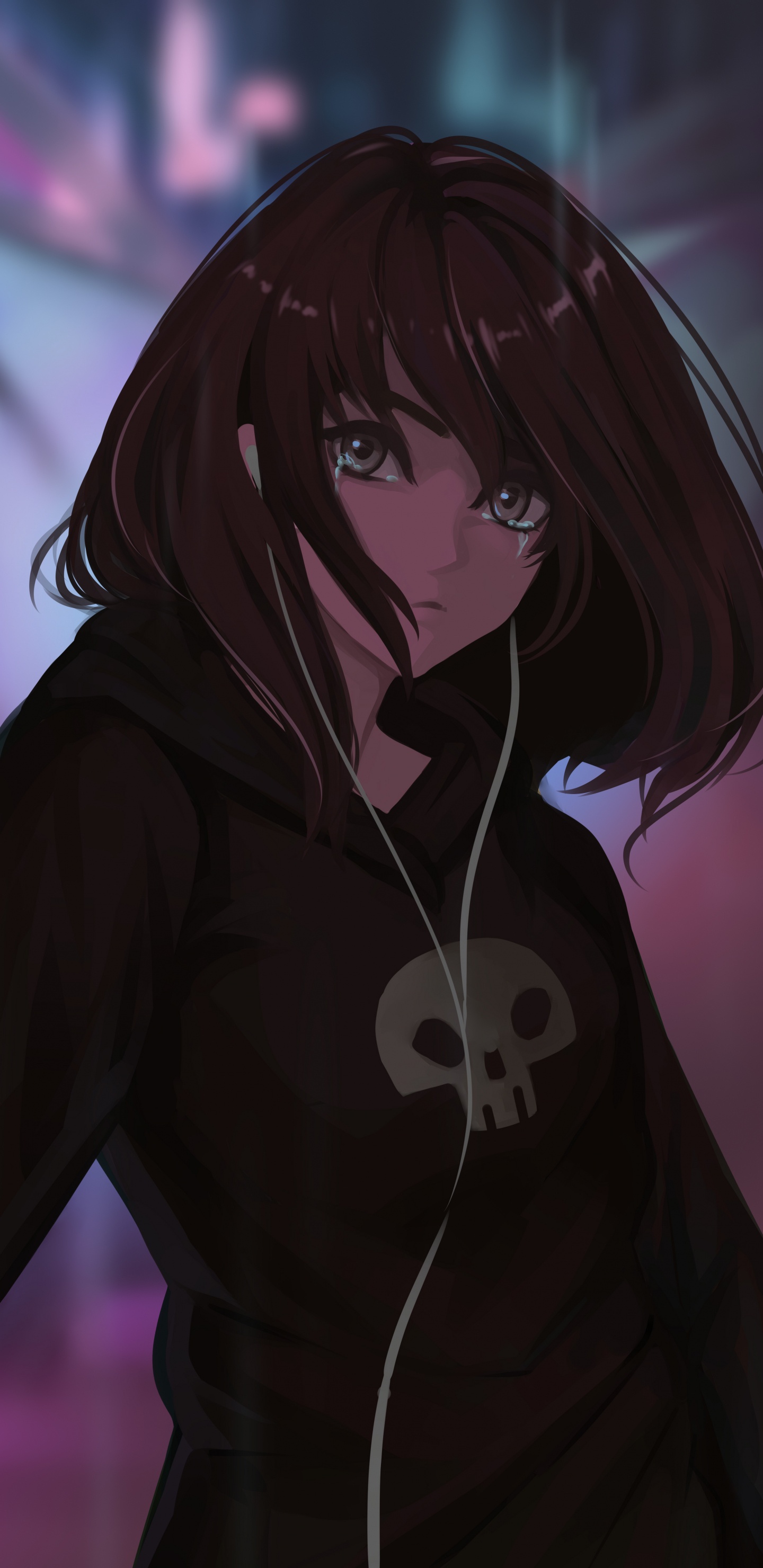 Anime, Cartoon, Ärmel, Magenta, Lange Haare. Wallpaper in 1440x2960 Resolution