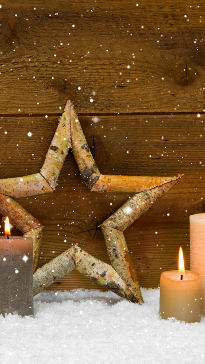 Weihnachten, Winter, Schnee, Kerze, Dekor. Wallpaper in 720x1280 Resolution