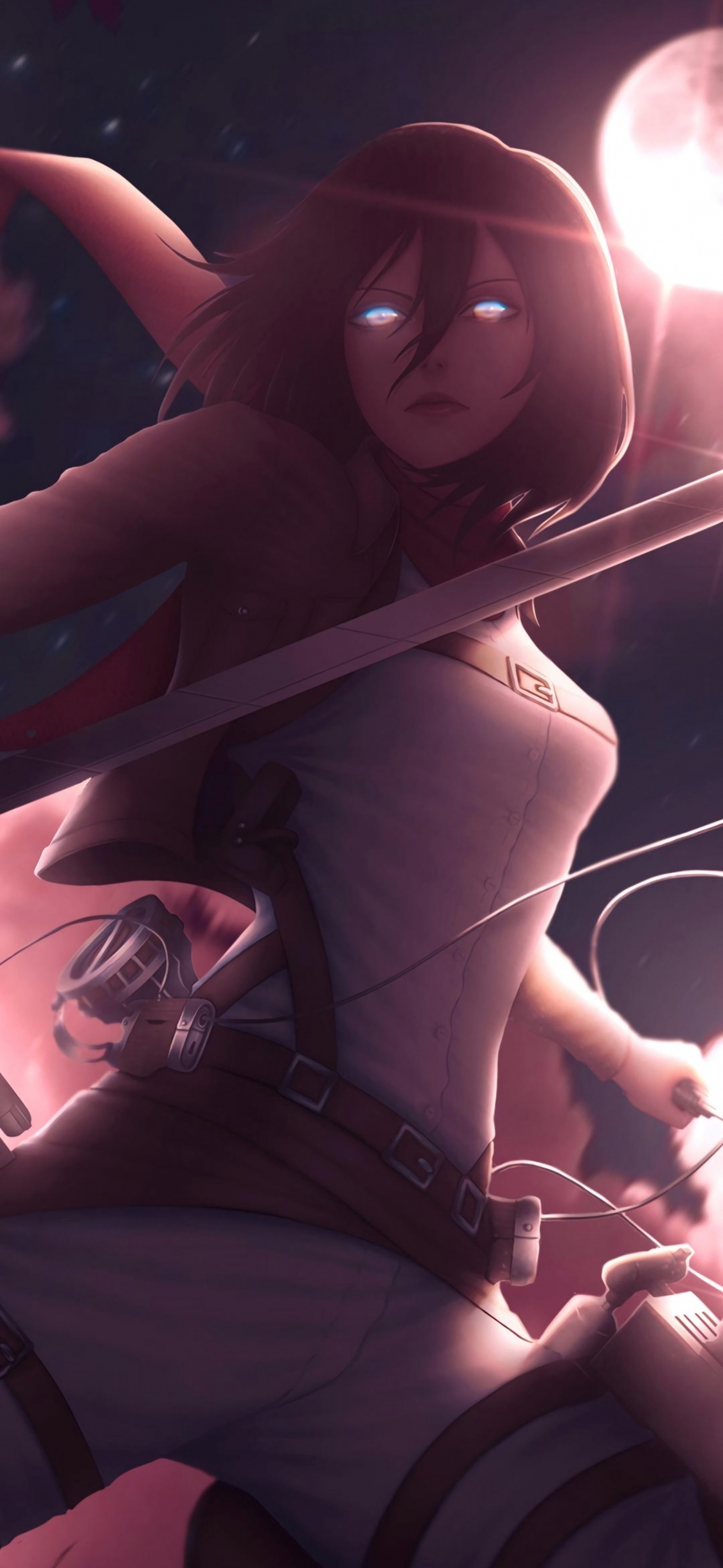 Mikasa Ackerman, Angriff Auf Titan, Zeichentrickfilm, Grafik-design, Purpur. Wallpaper in 1125x2436 Resolution