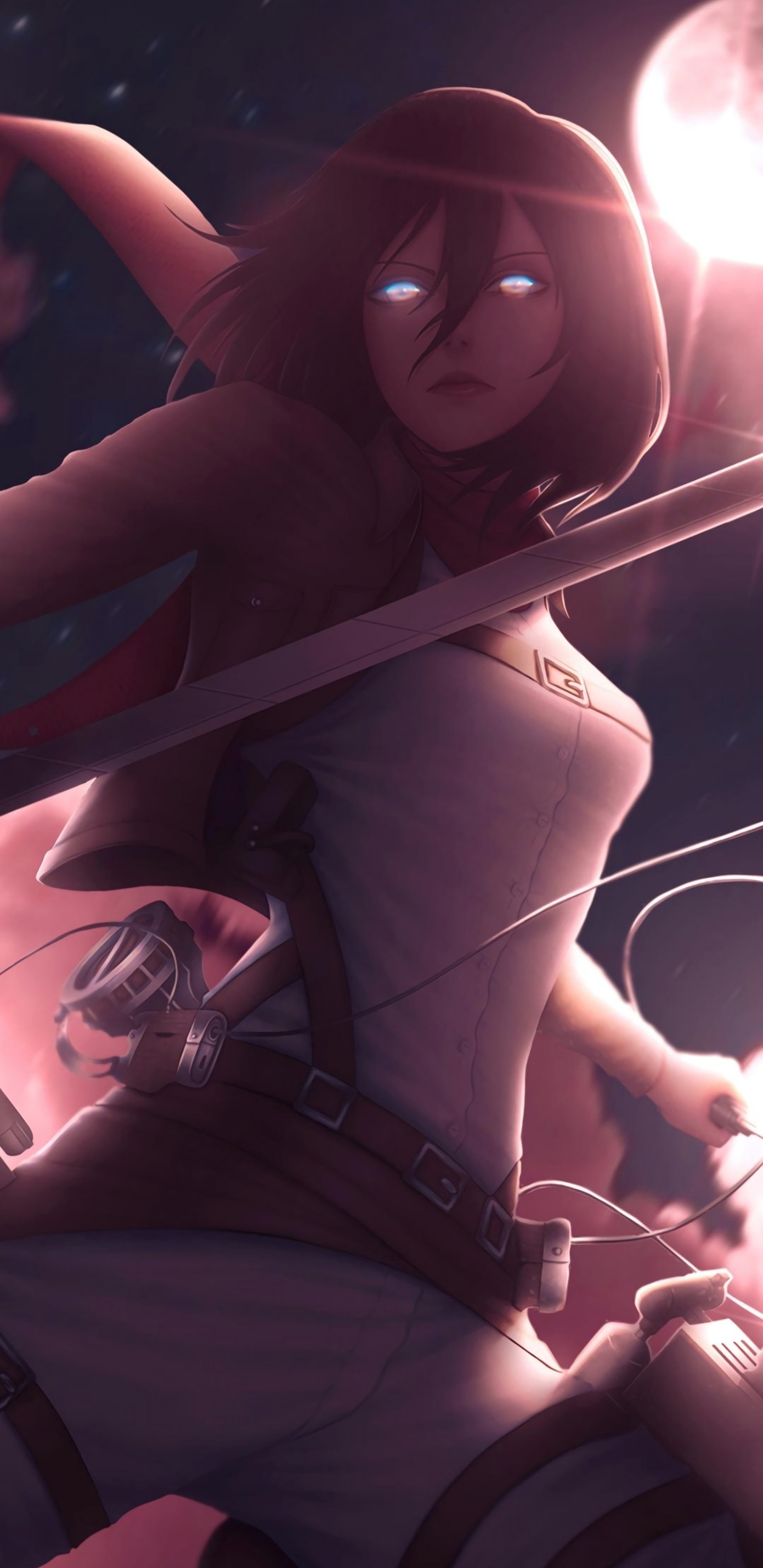 Mikasa Ackerman, Angriff Auf Titan, Zeichentrickfilm, Grafik-design, Purpur. Wallpaper in 1440x2960 Resolution