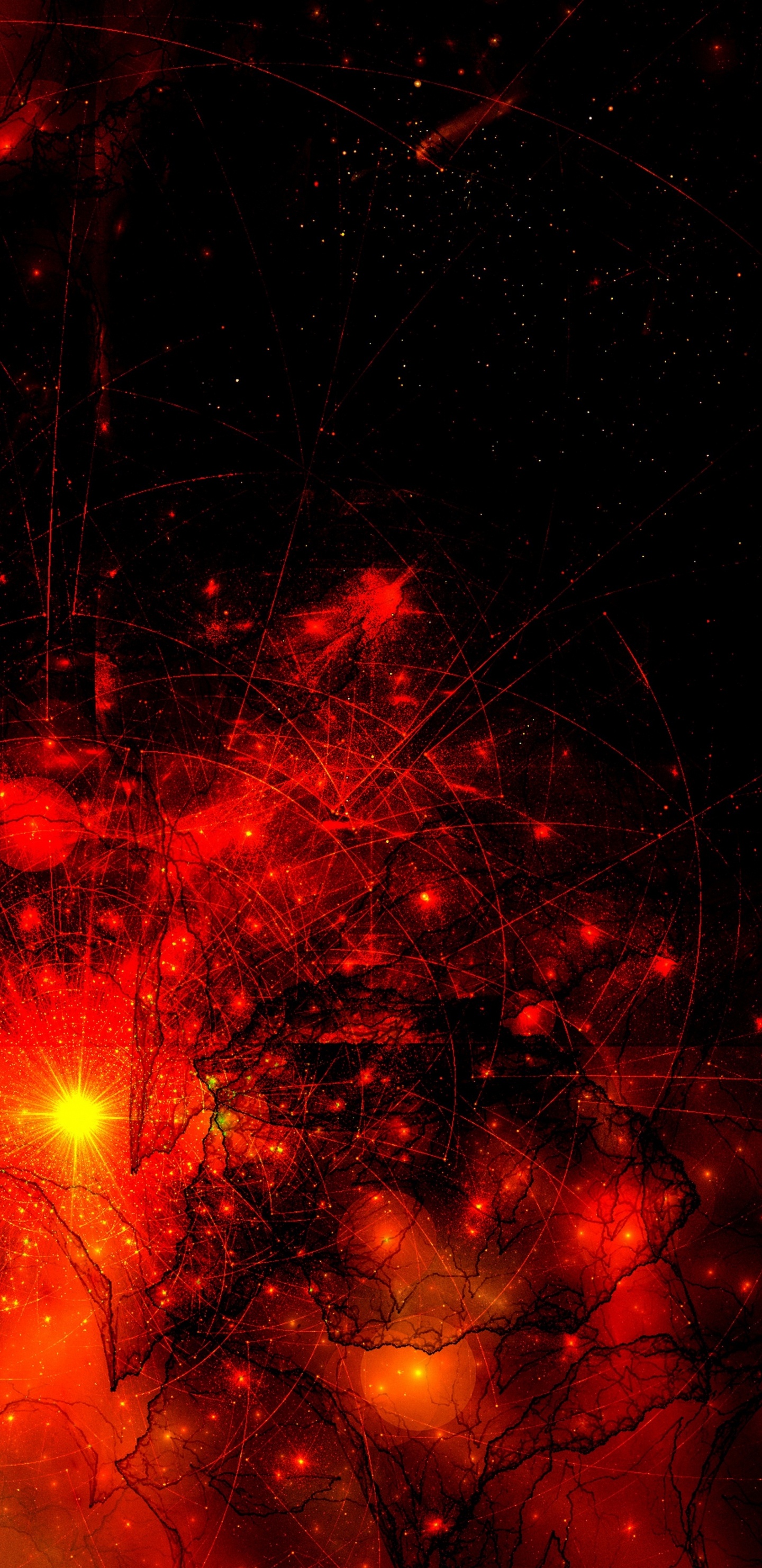 Fuegos Artificiales Rojos y Amarillos Durante la Noche.. Wallpaper in 1440x2960 Resolution