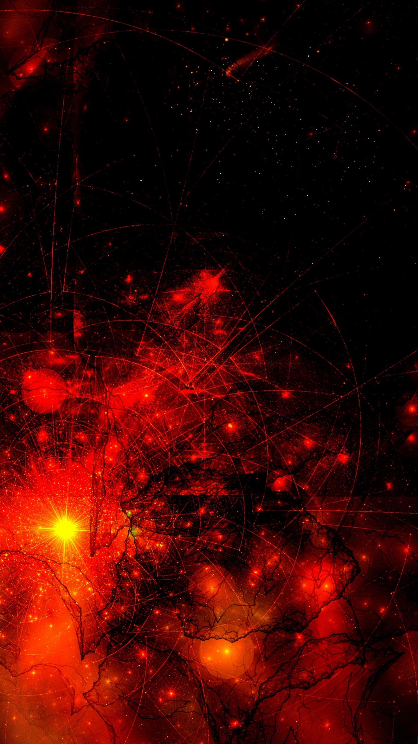 Rotes Und Gelbes Feuerwerk Während Der Nacht. Wallpaper in 1440x2560 Resolution