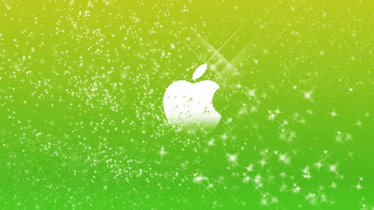 Logo Pomme Blanche Sur Surface Verte. Wallpaper in 1280x720 Resolution