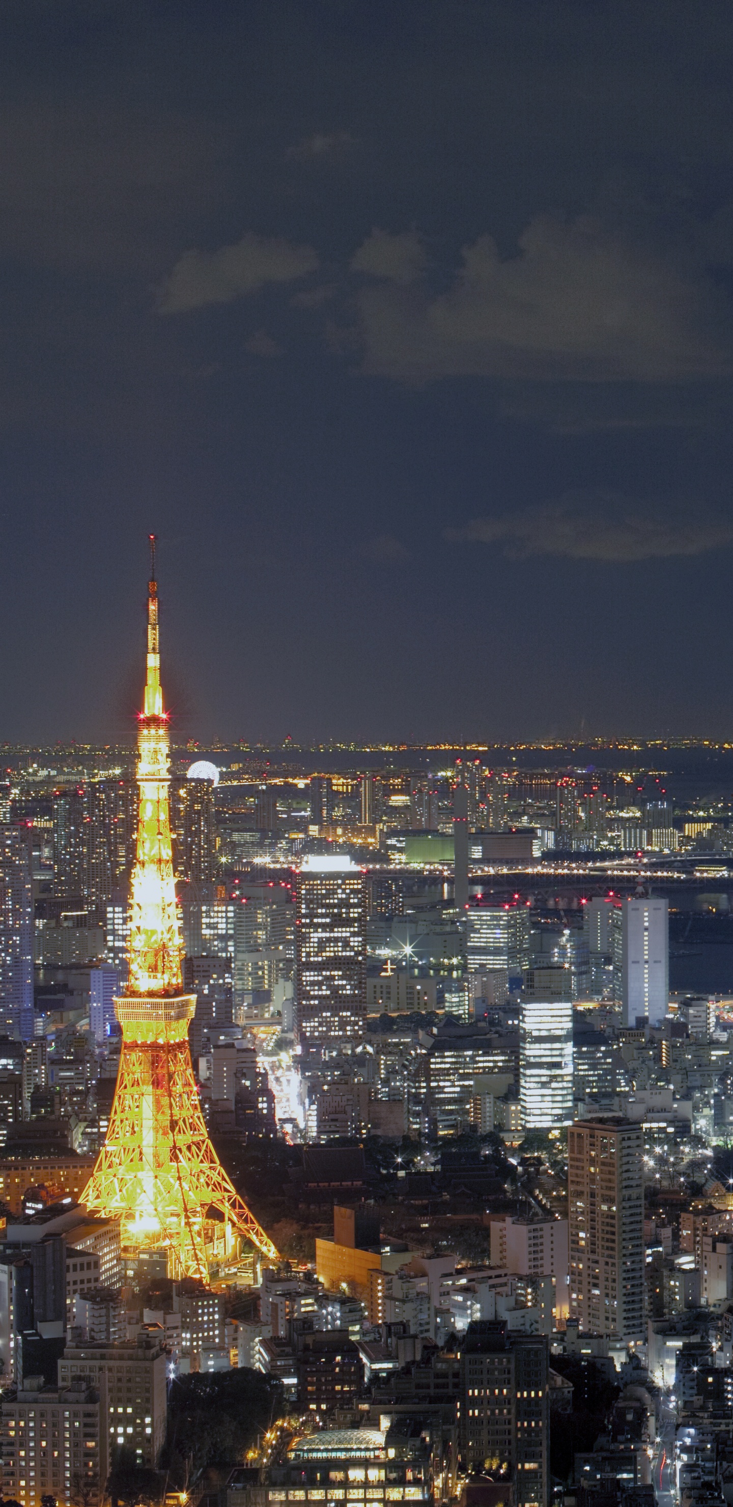 Aerial View of City During Night Time. Wallpaper in 1440x2960 Resolution