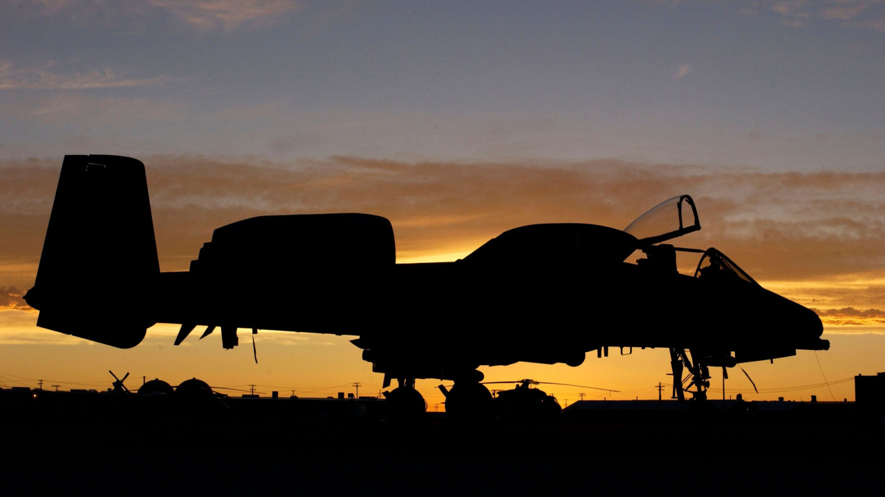 Silhouette of Airplane During Sunset. Wallpaper in 1280x720 Resolution