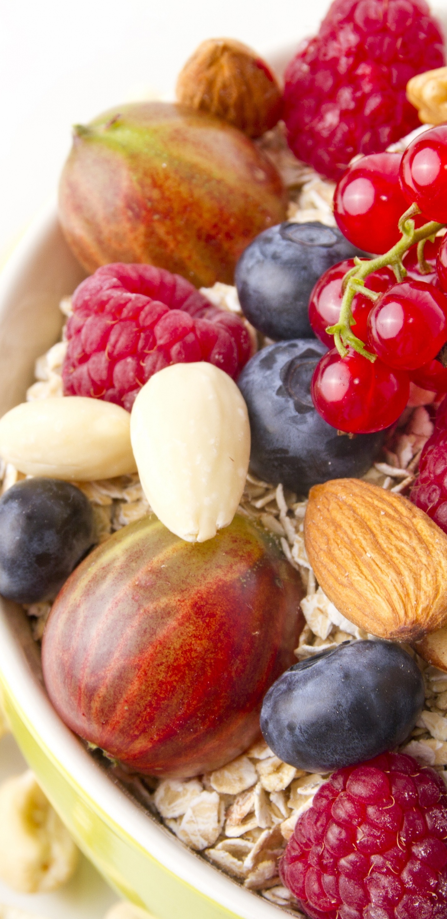 Red and Black Berries on White Ceramic Bowl. Wallpaper in 1440x2960 Resolution