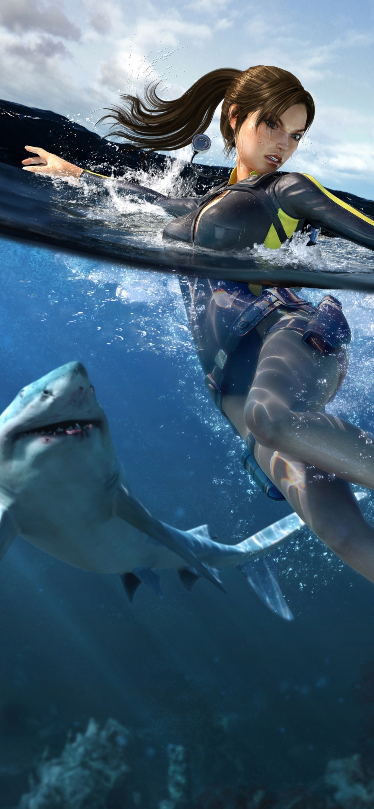 Tomb Raider Underworld, Rise of The Tomb Raider, Unterwasser, Fisch, Erholung. Wallpaper in 1242x2688 Resolution