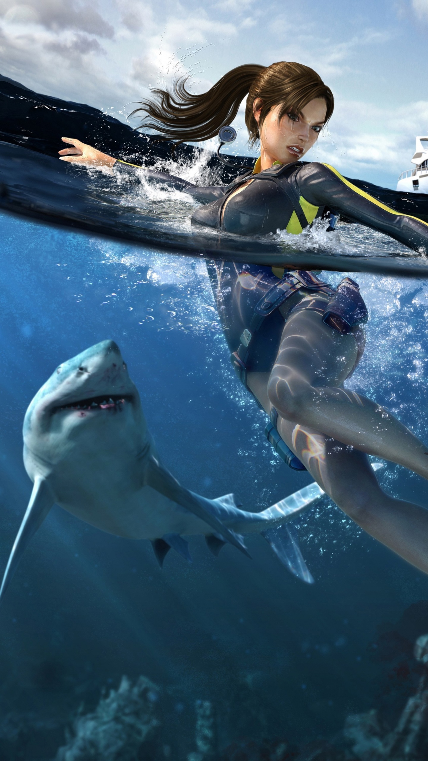 Tomb Raider Underworld, Rise of The Tomb Raider, Unterwasser, Fisch, Erholung. Wallpaper in 1440x2560 Resolution