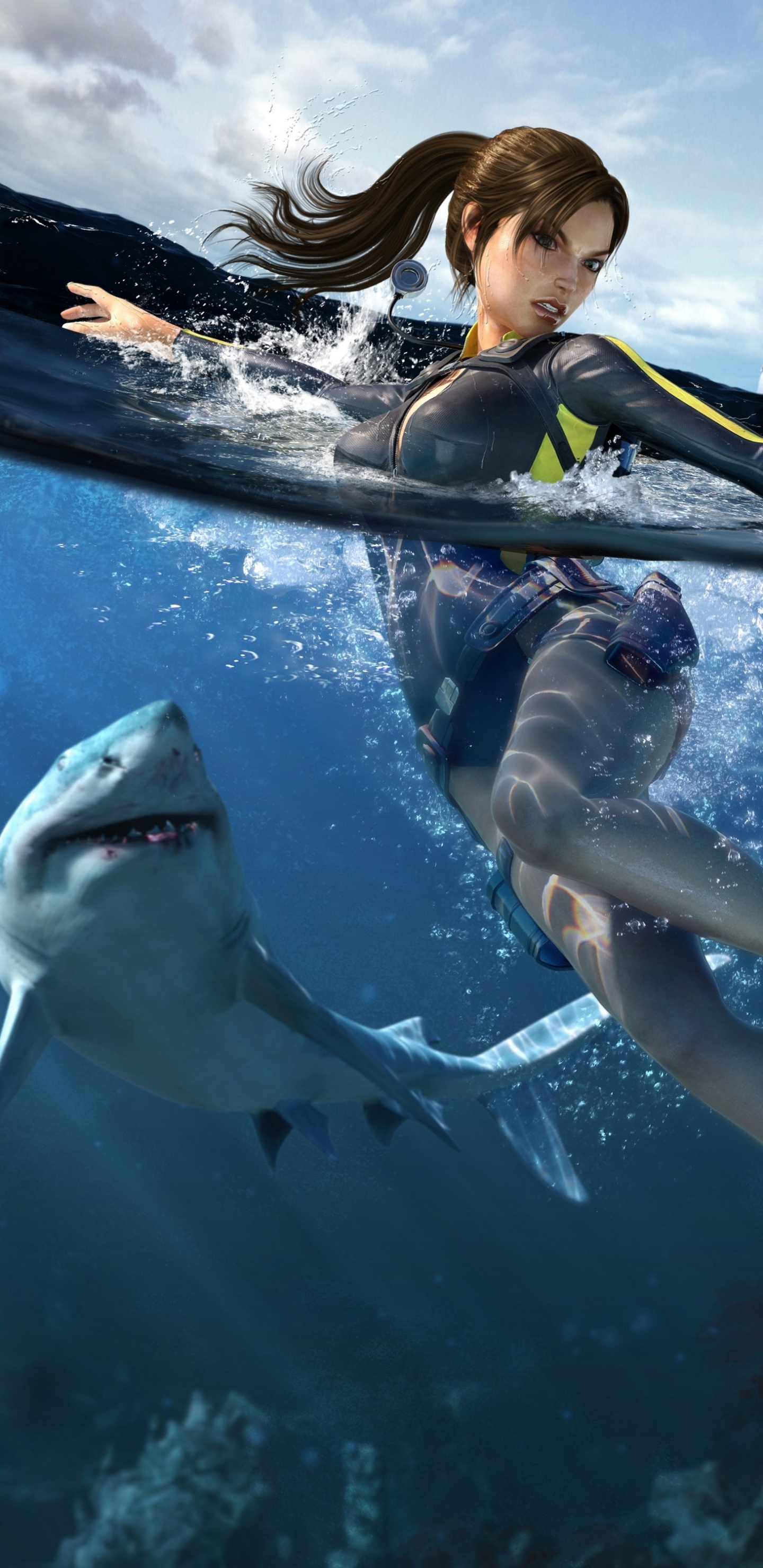 Tomb Raider Underworld, Rise of The Tomb Raider, Unterwasser, Fisch, Erholung. Wallpaper in 1440x2960 Resolution