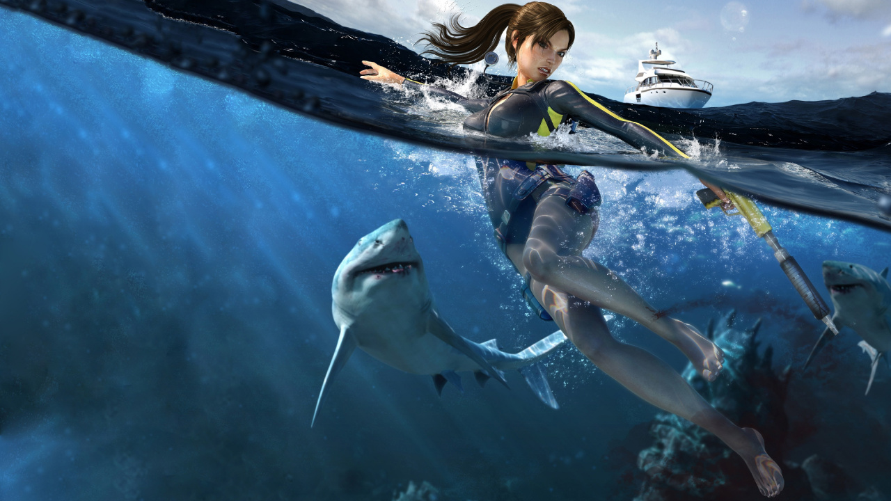 Tomb Raider Underworld, Lieu de Celui de Tomb Raider, Sous-marin, Poisson, Les Jeux Vidéo. Wallpaper in 1280x720 Resolution