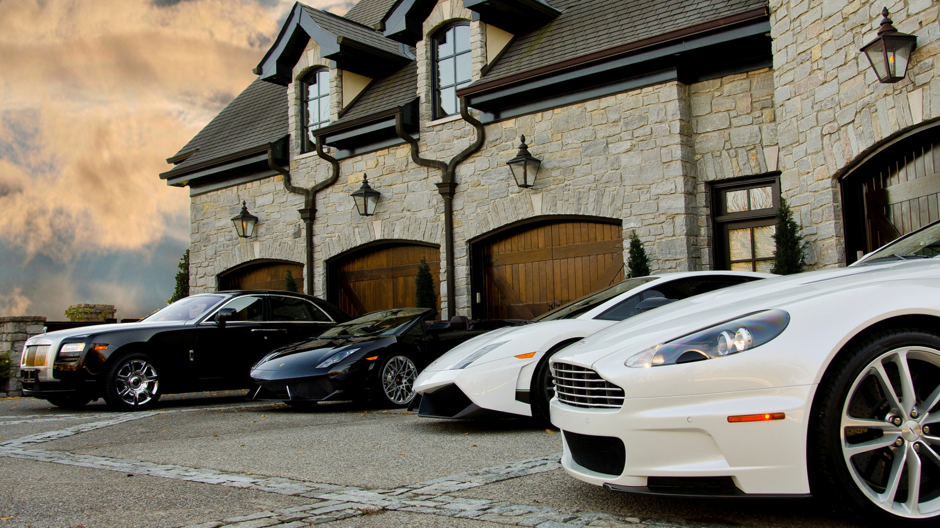 White Porsche 911 Parked Beside Brown Brick Building. Wallpaper in 1920x1080 Resolution