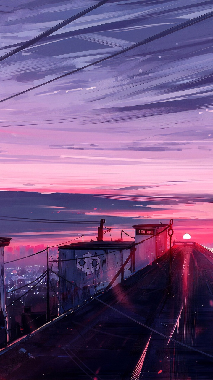 Anime-Landschaft, Anime, Landschaftsmalerei, Kunst, Malerei. Wallpaper in 720x1280 Resolution