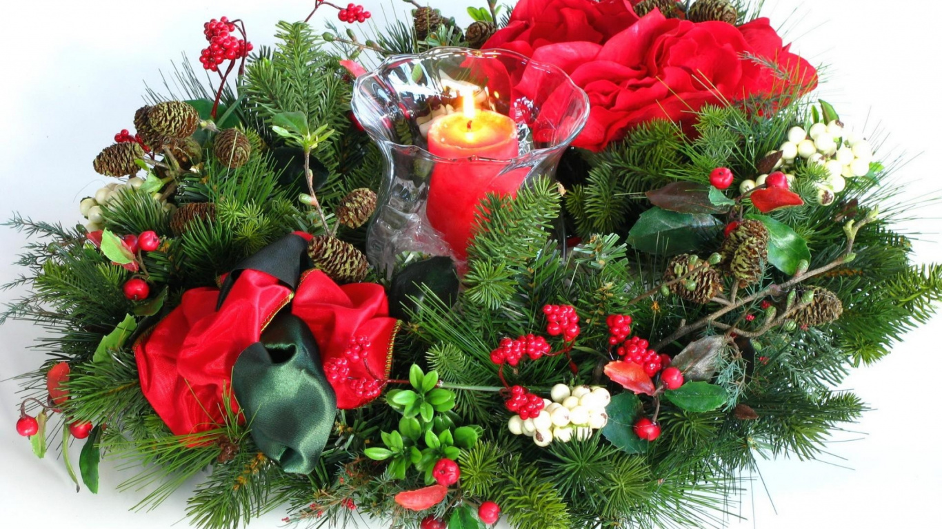 Corona de Adviento, Floristry, Arreglos Florales, Decoración de la Navidad, Diseño Floral. Wallpaper in 1366x768 Resolution