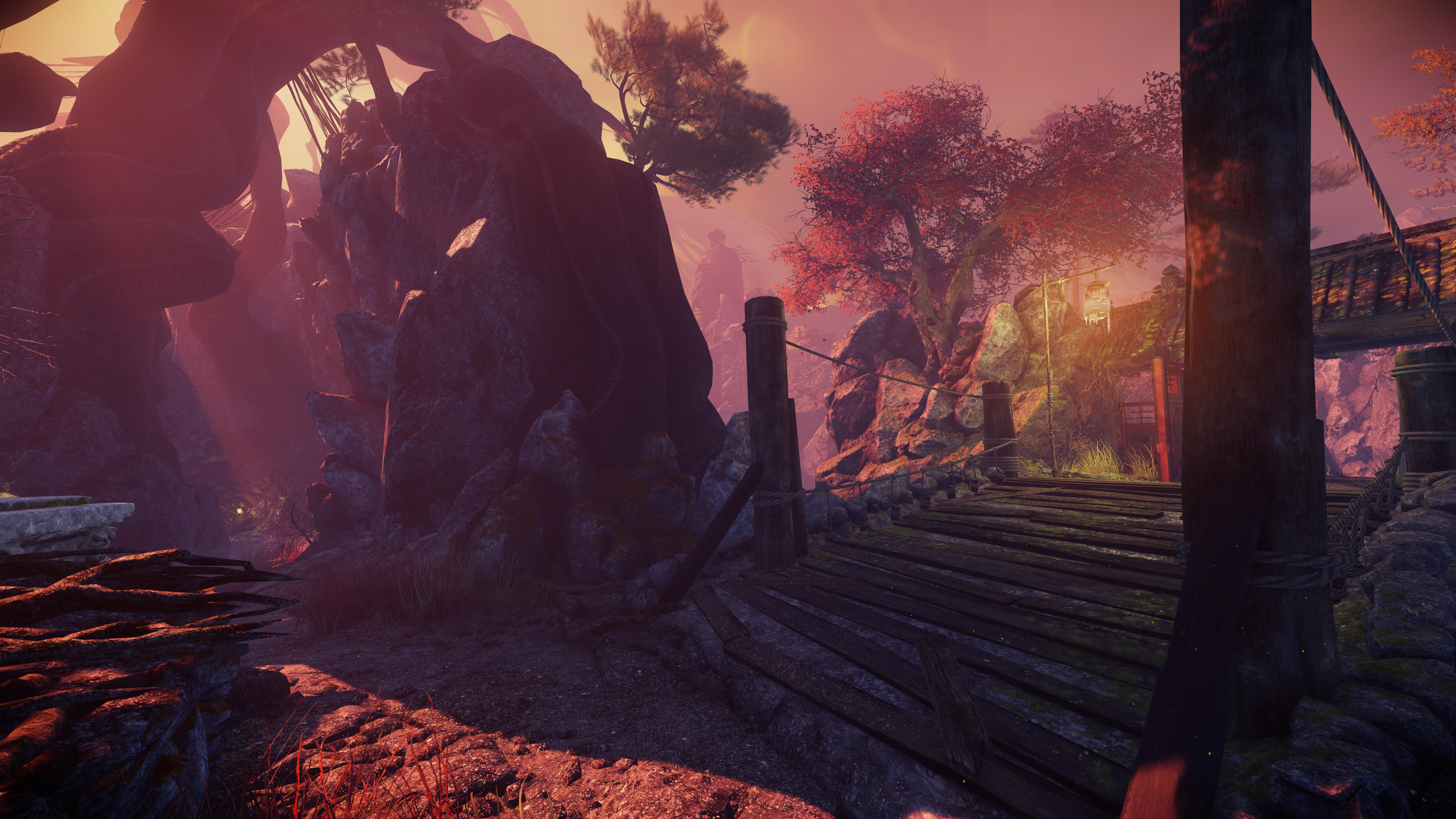 Escaleras de Madera Marrón Cerca de la Formación Rocosa Marrón Durante la Puesta de Sol. Wallpaper in 7680x4320 Resolution