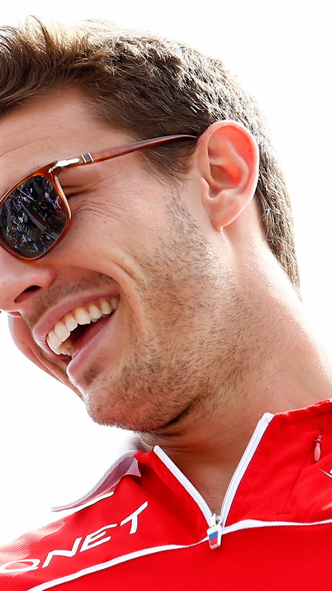 Man in Red and White Polo Shirt Wearing Black Sunglasses. Wallpaper in 1080x1920 Resolution