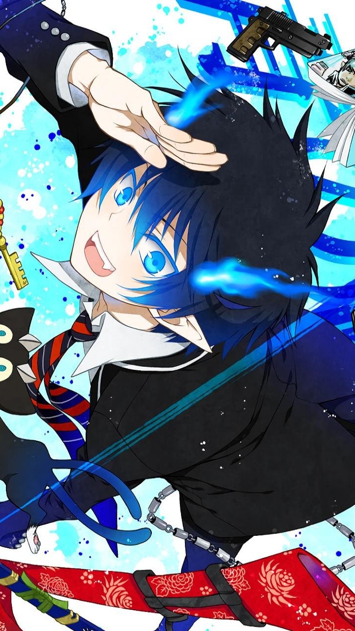 Blauhaariger Männlicher Anime-Charakter. Wallpaper in 720x1280 Resolution