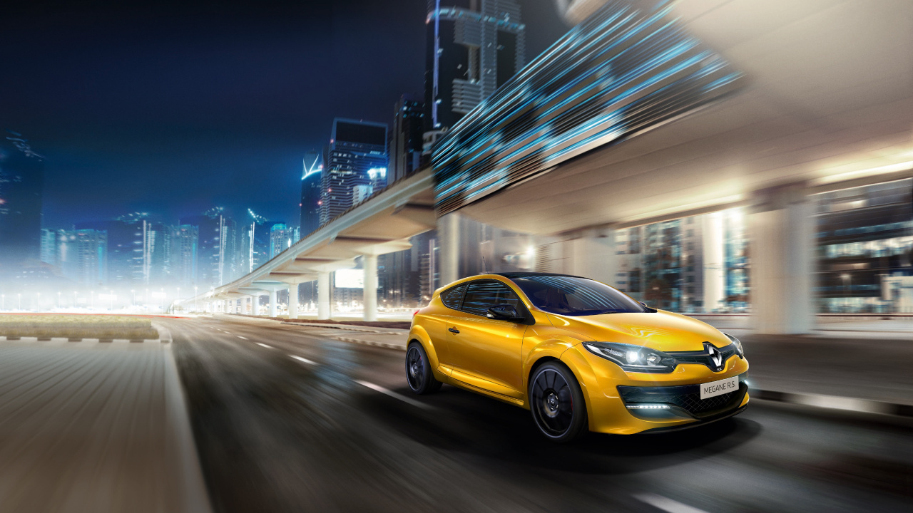 Coche Amarillo en la Carretera Durante la Noche. Wallpaper in 1280x720 Resolution