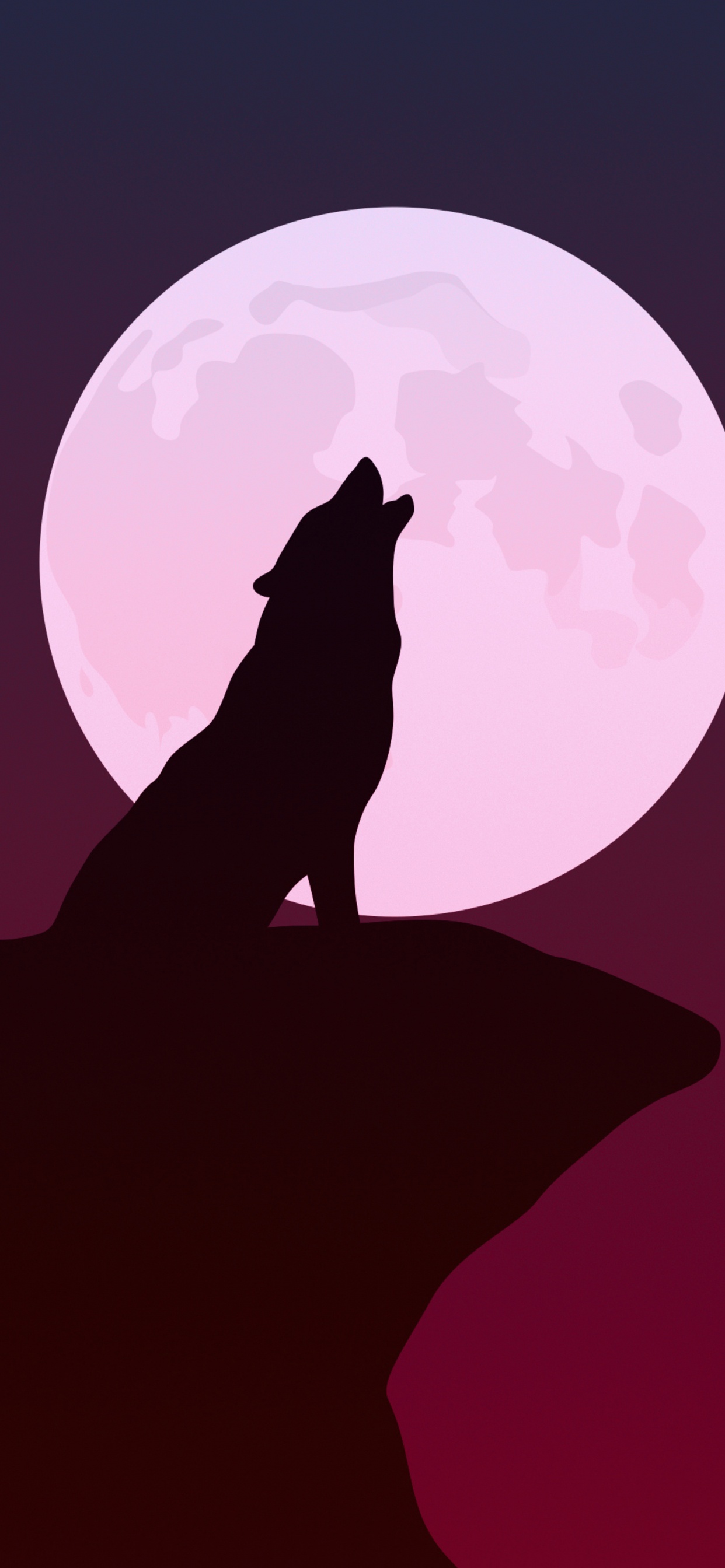 Heulende Wolfssilhouette, Wolf, Howling, Minimalismus, Kunst. Wallpaper in 1242x2688 Resolution