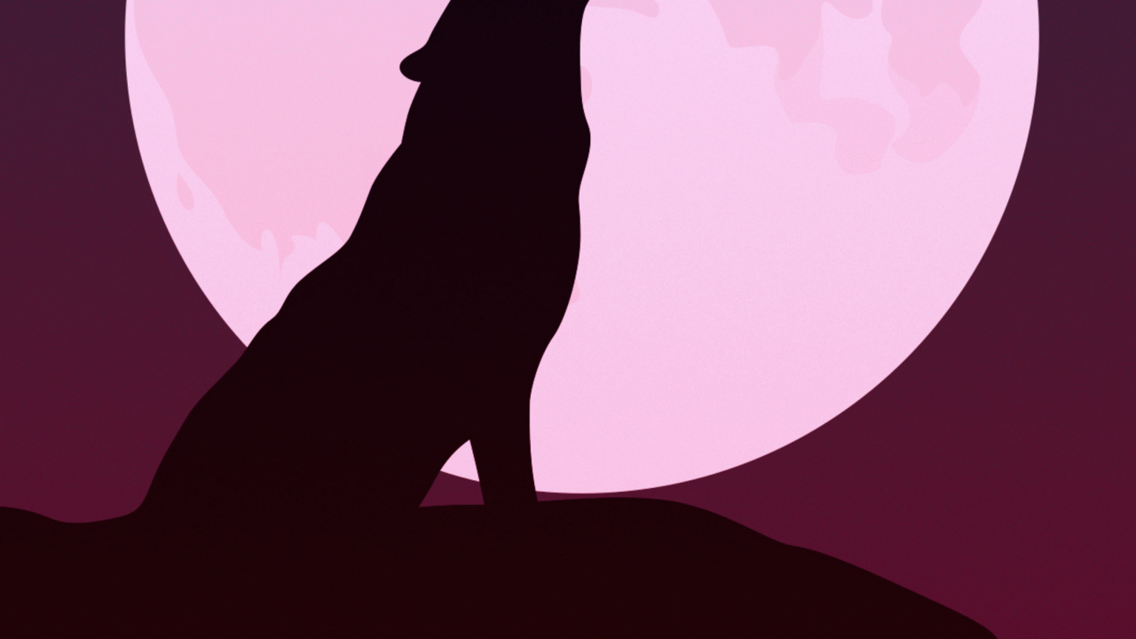 Silueta de Lobo Aullando, Lobo, el Minimalismo, Arte, Arte Digital. Wallpaper in 1280x720 Resolution