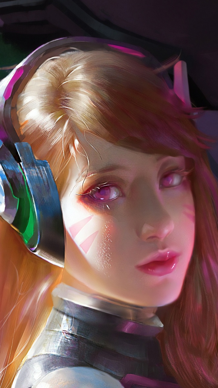 Overwatch, Haar, Pink, Schönheit, Audiogeräten. Wallpaper in 720x1280 Resolution