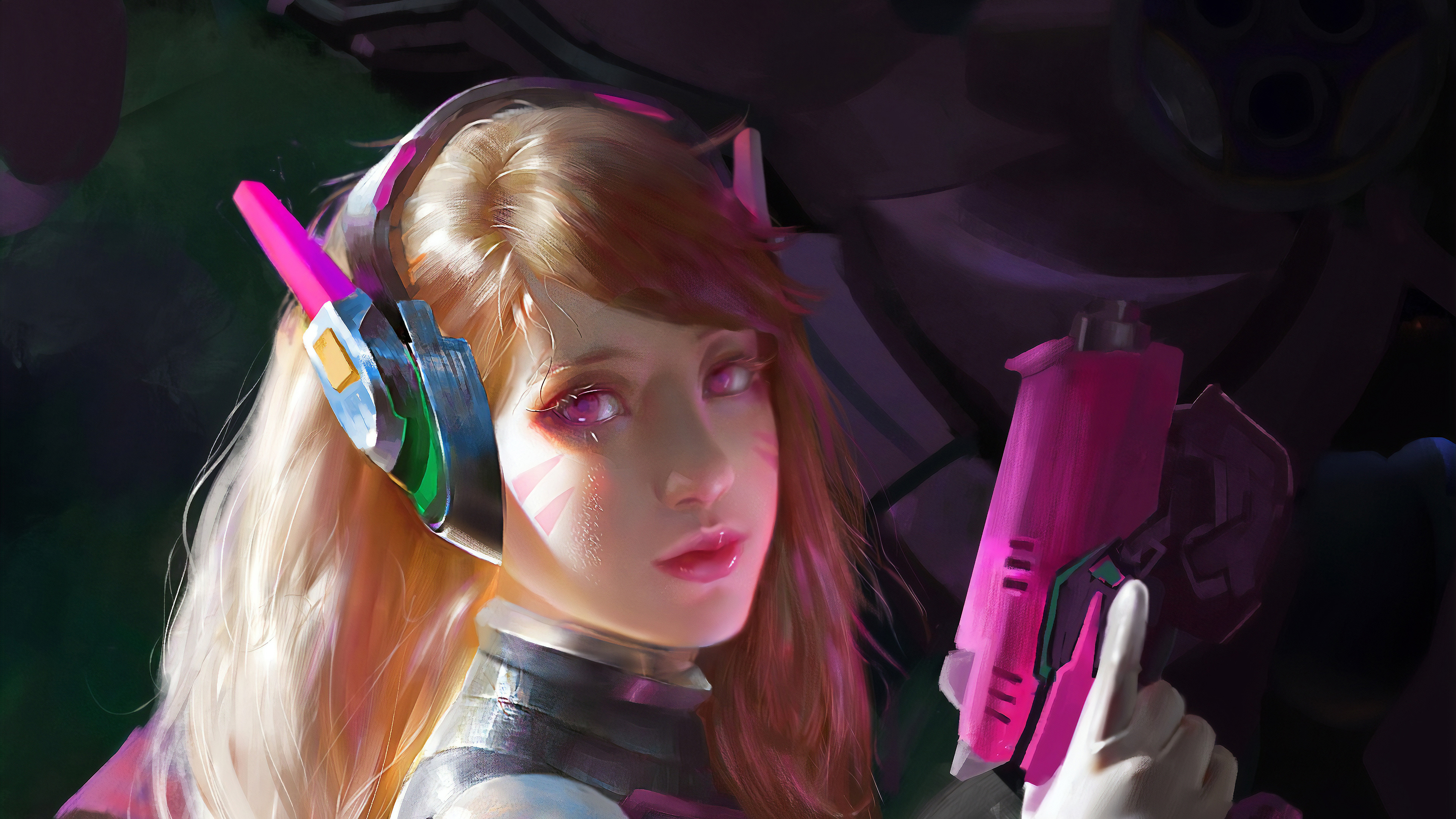 Overwatch, Hair, Pink, Beauty, Audio Equipment. Wallpaper in 3840x2160 Resolution