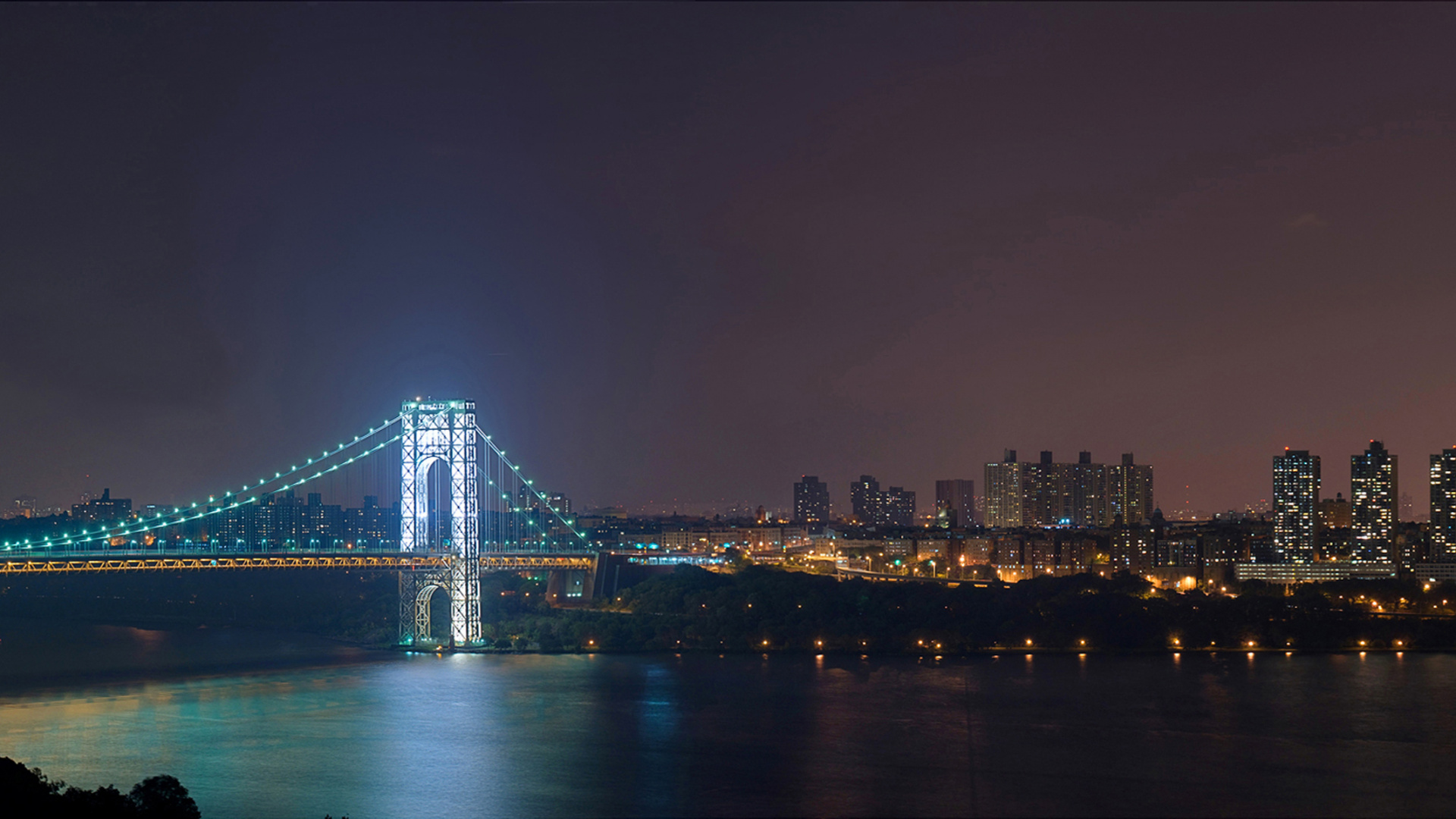 Horizonte de la Ciudad Durante la Noche. Wallpaper in 1920x1080 Resolution