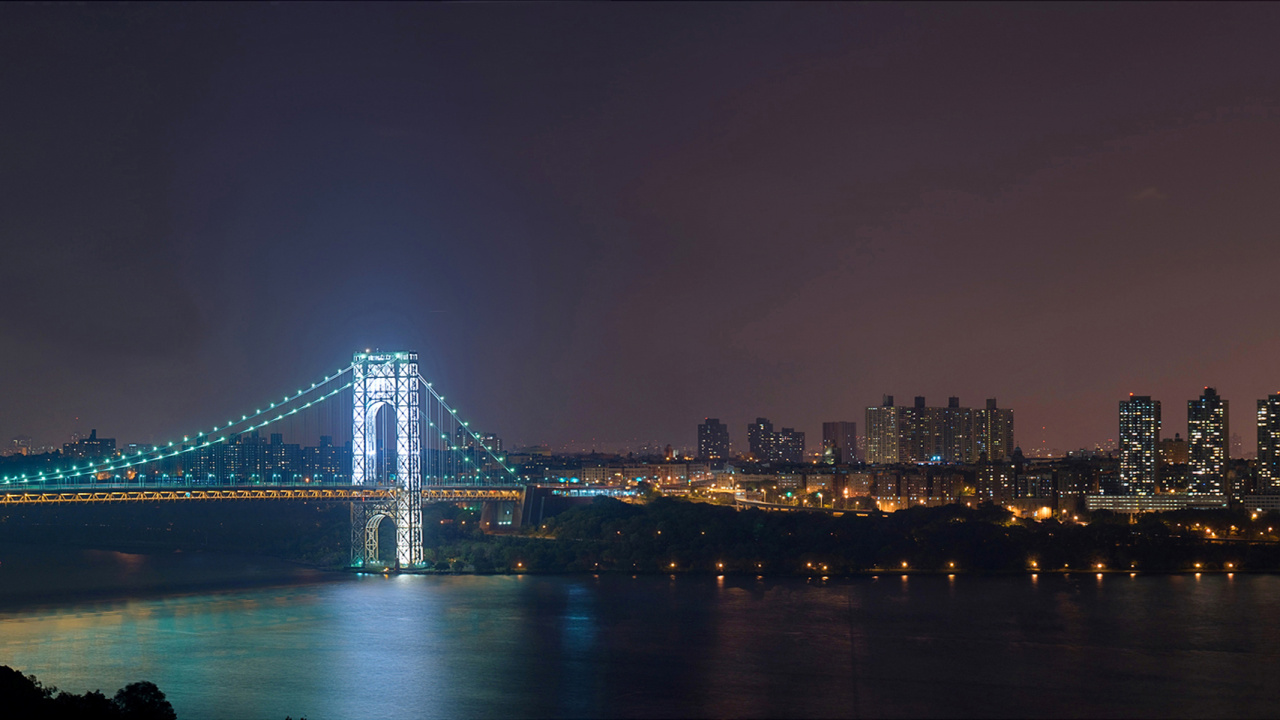 Skyline Der Stadt Bei Nacht Night. Wallpaper in 1280x720 Resolution