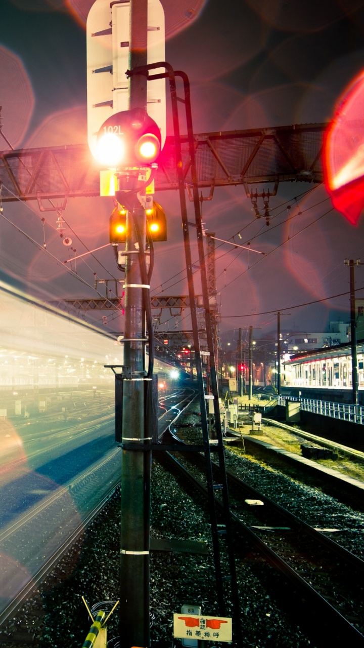 运输, 光, 机车, 天空, 晚上 壁纸 720x1280 允许