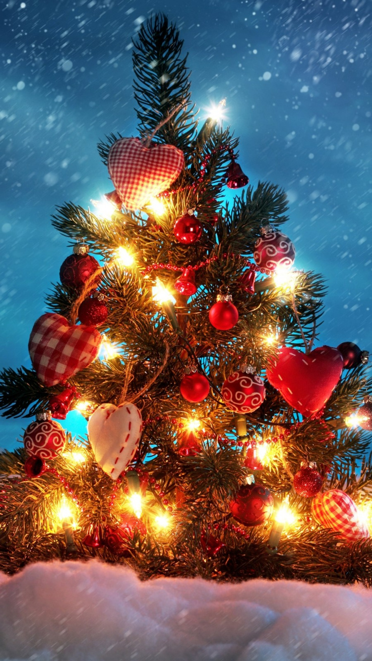 Le Jour De Noël, Arbre de Noël, Hiver, Décoration de Noël, Sapin. Wallpaper in 750x1334 Resolution