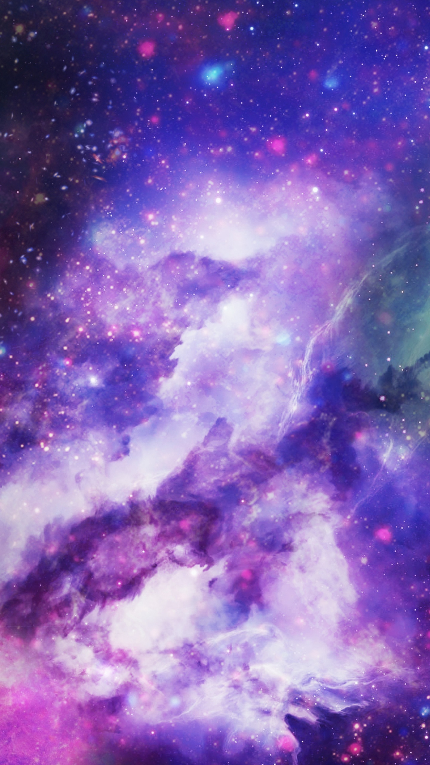 Ilustración de Galaxia Púrpura y Azul. Wallpaper in 1440x2560 Resolution