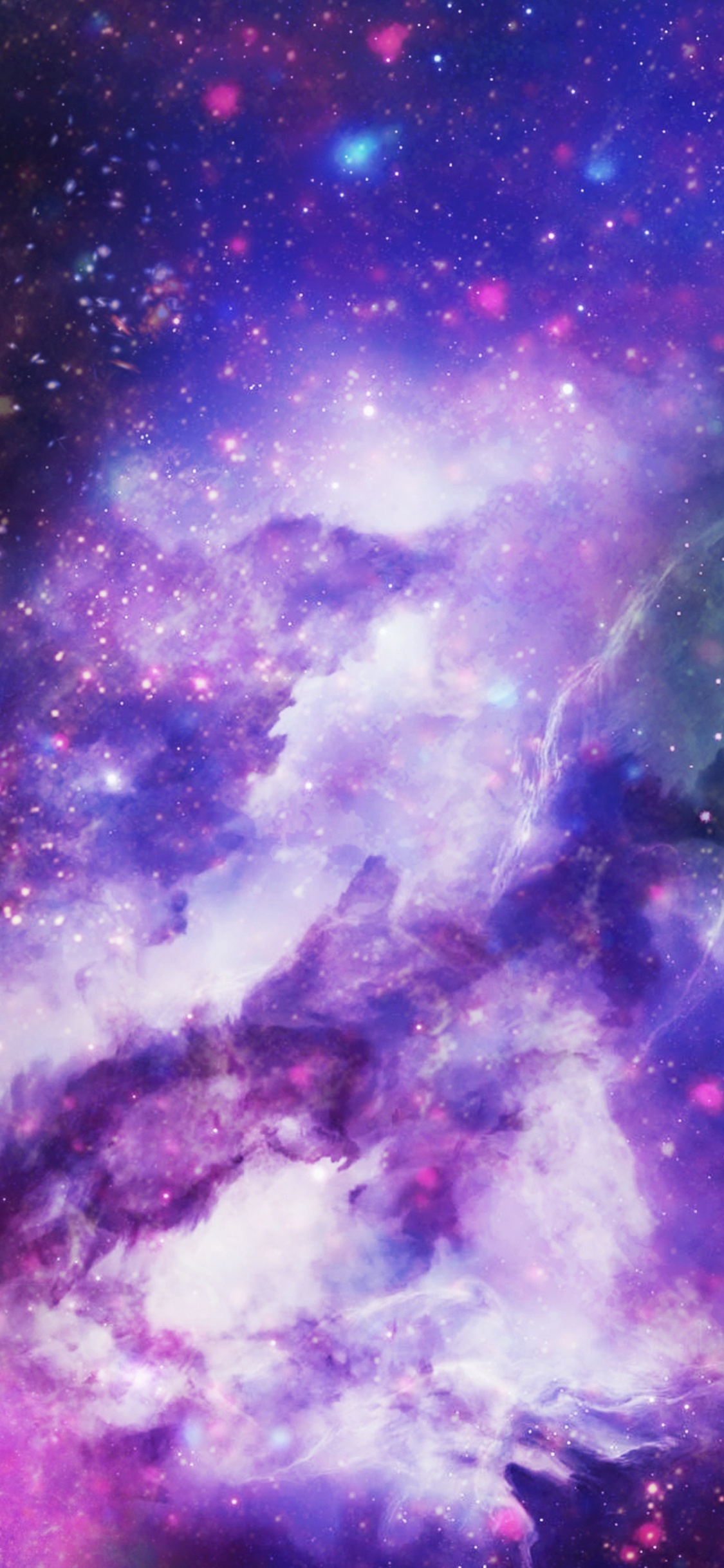 Purple and Blue Galaxy Illustration. Wallpaper in 1125x2436 Resolution