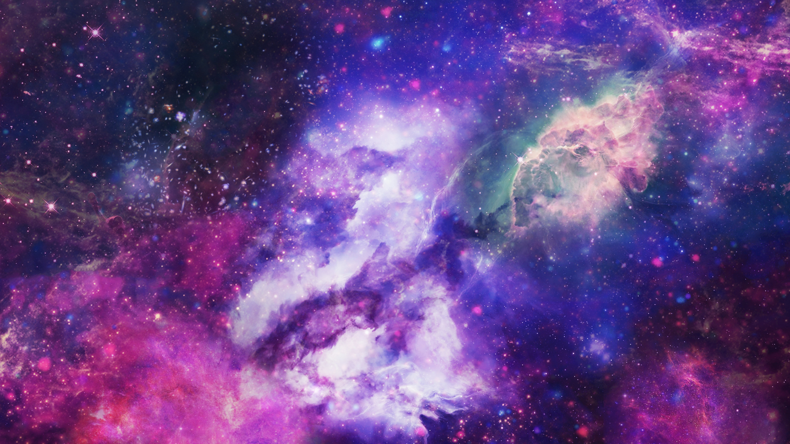 Purple and Blue Galaxy Illustration. Wallpaper in 2560x1440 Resolution