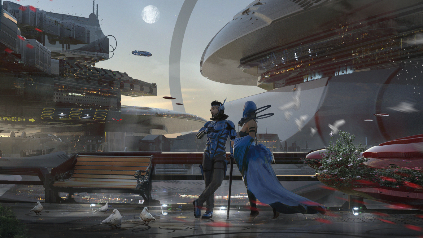 Concept Art, Illustration, Science Fiction, Art, Work of Art. Wallpaper in 1366x768 Resolution