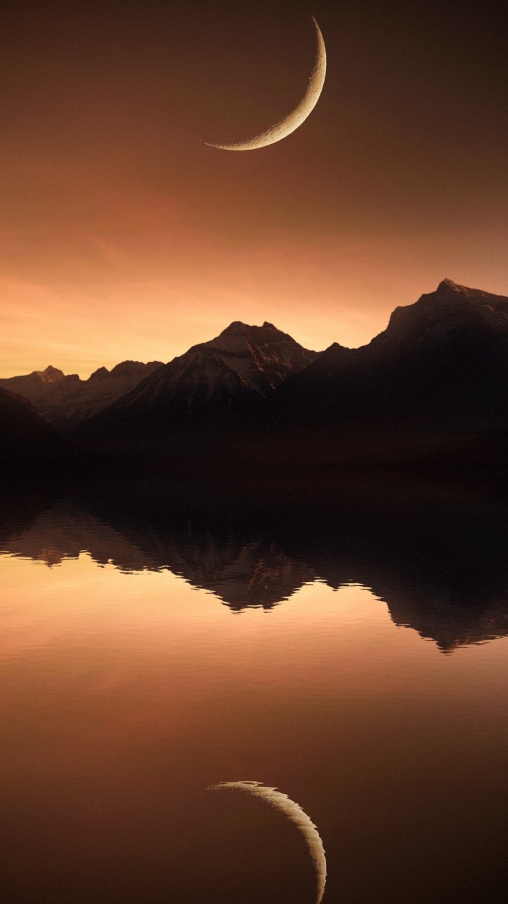 Wasser, Atmosphäre, Wei, Mond, Licht. Wallpaper in 720x1280 Resolution