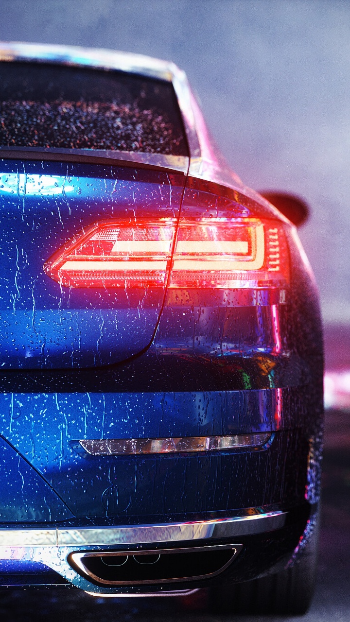 Blaues Auto Tagsüber Unterwegs. Wallpaper in 720x1280 Resolution