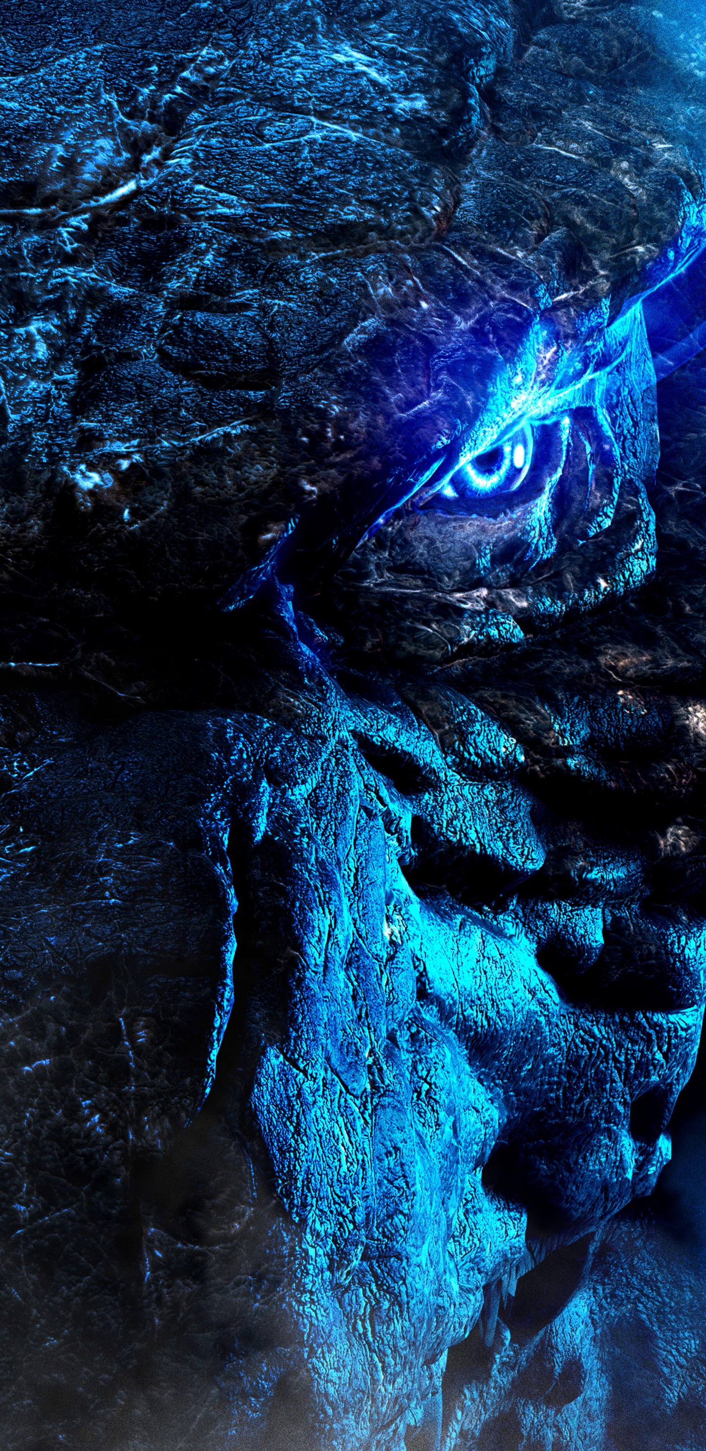 Godzilla, King Kong, Kaiju, Wasser, Blau. Wallpaper in 1440x2960 Resolution