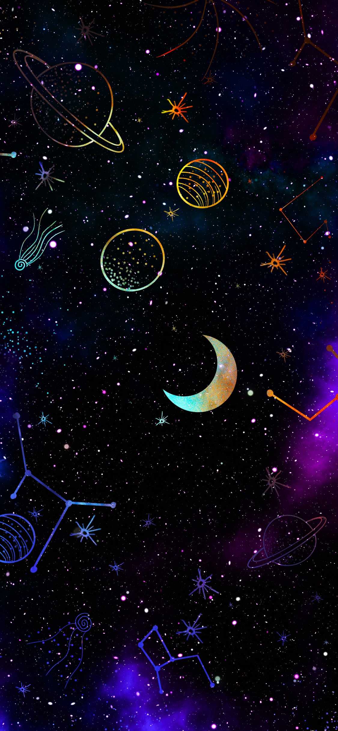 Galaxie, Atmosphère, Objet Astronomique, Art, Nébuleuse. Wallpaper in 1125x2436 Resolution