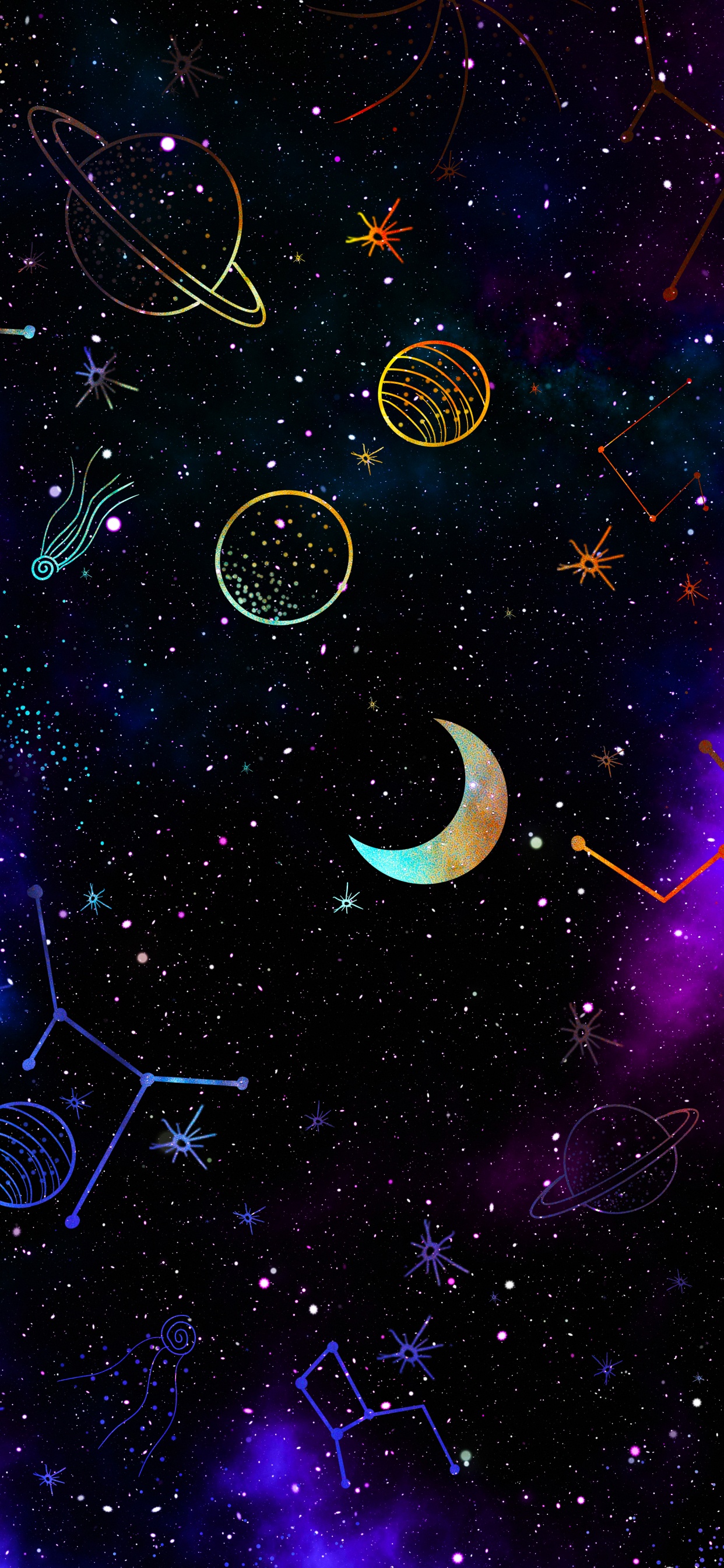 Galaxie, Atmosphère, Objet Astronomique, Art, Nébuleuse. Wallpaper in 1242x2688 Resolution