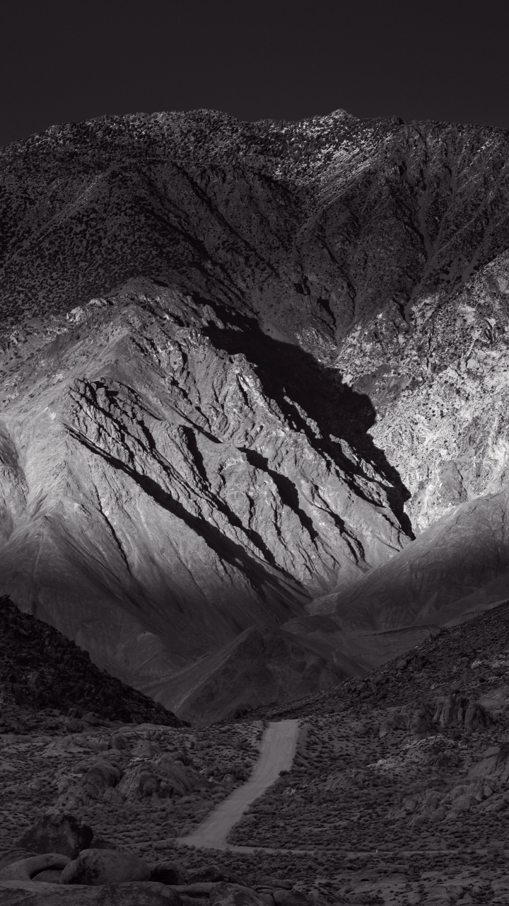多山的地貌, 黑色的, 性质, 白色, 山脉 壁纸 720x1280 允许