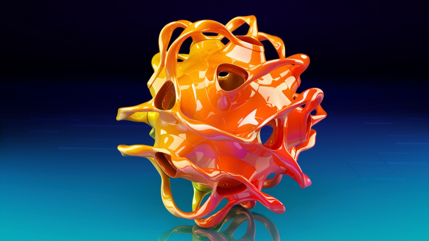 Illustration 3 d Jaune et Rouge. Wallpaper in 1366x768 Resolution