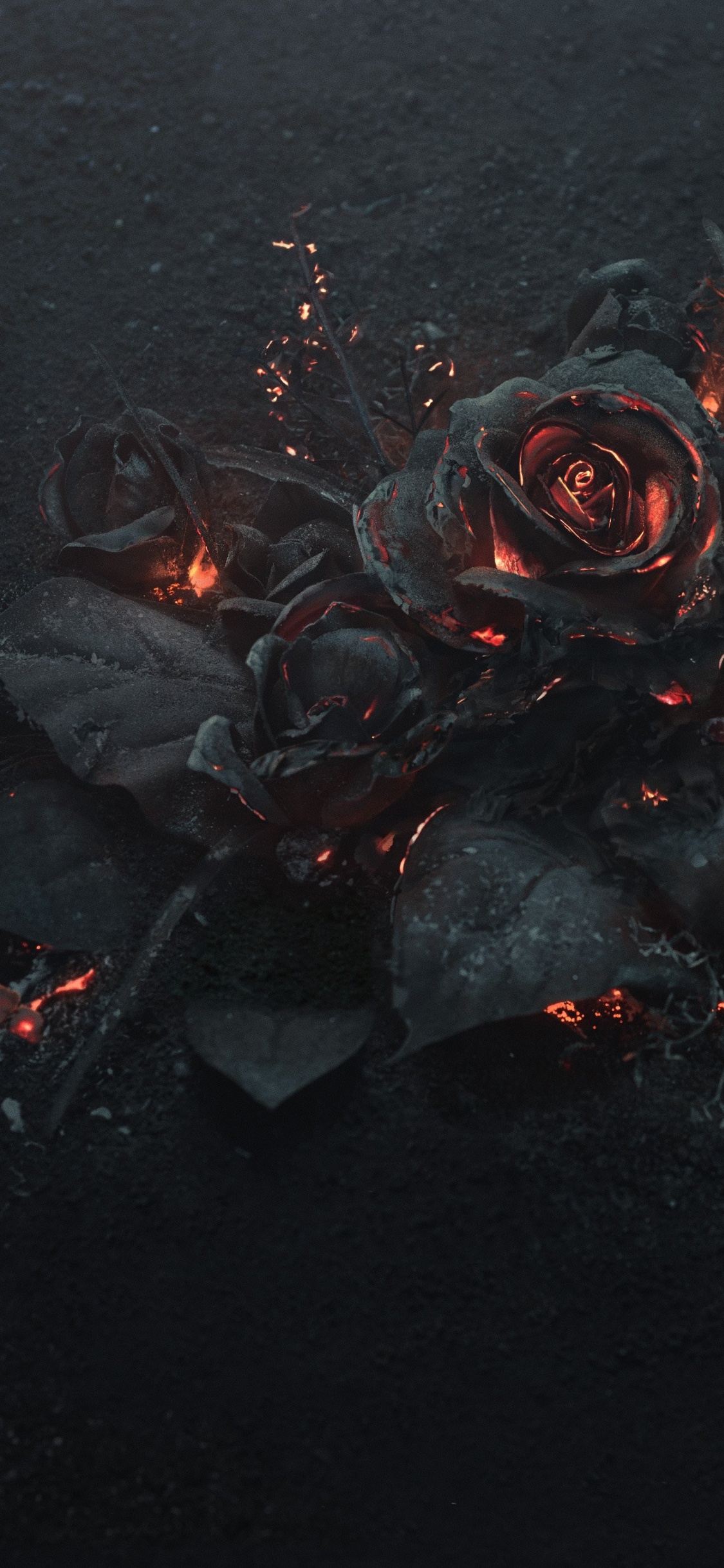 Peinture Abstraite Noire et Rouge. Wallpaper in 1125x2436 Resolution