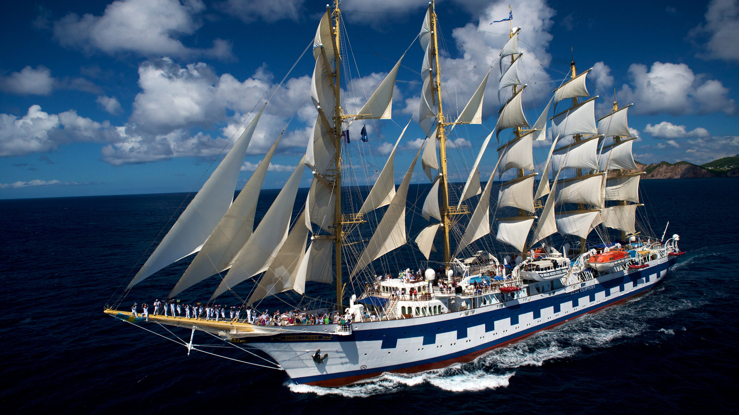 游船, Barquentine, 高船, 帆船, 桅杆 壁纸 2560x1440 允许