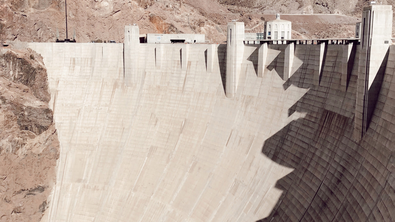 Hoover-Staudamm, Sehenswürdigkeit, Bergkette, Wahrzeichen, Piste. Wallpaper in 1366x768 Resolution
