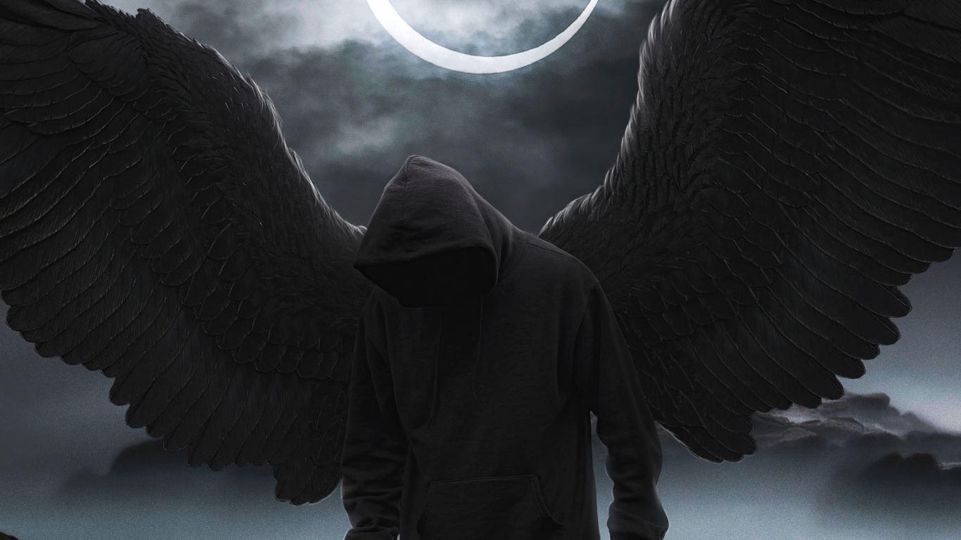 Ambiente, Blanco, Naturaleza, Negro, Luna. Wallpaper in 1366x768 Resolution