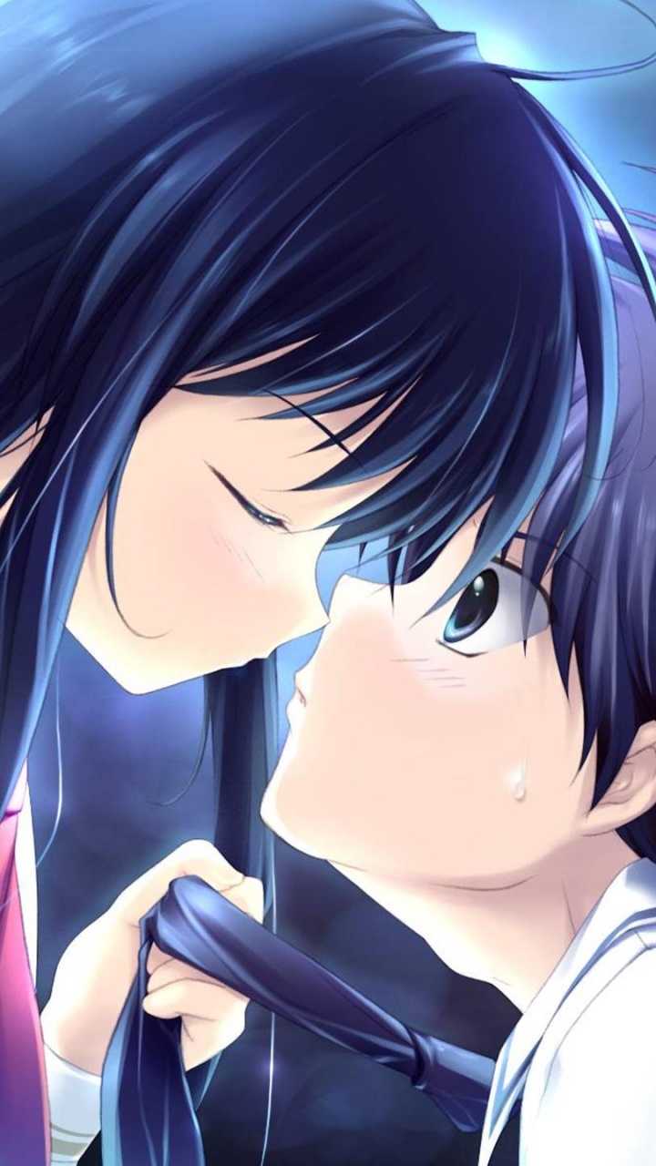 Blauhaariger Männlicher Anime-Charakter. Wallpaper in 720x1280 Resolution