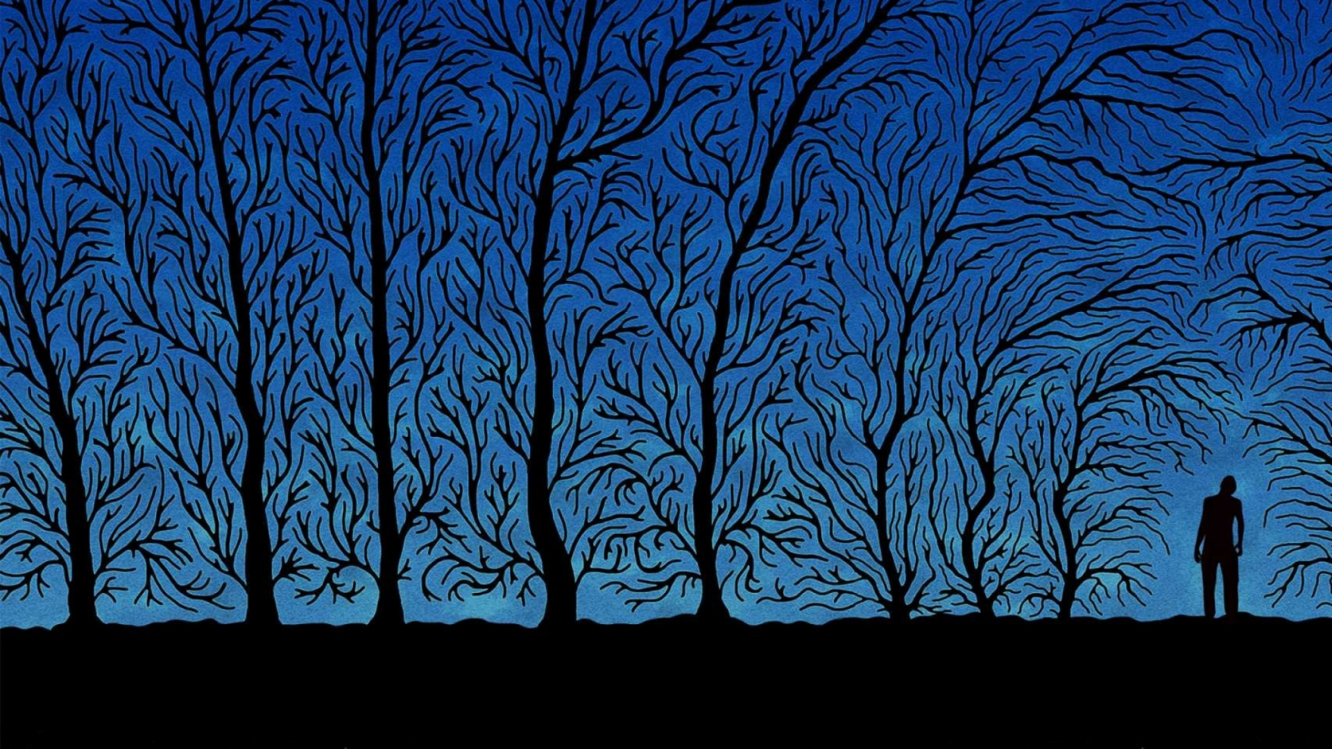 Pintura Abstracta Azul y Negra. Wallpaper in 1920x1080 Resolution