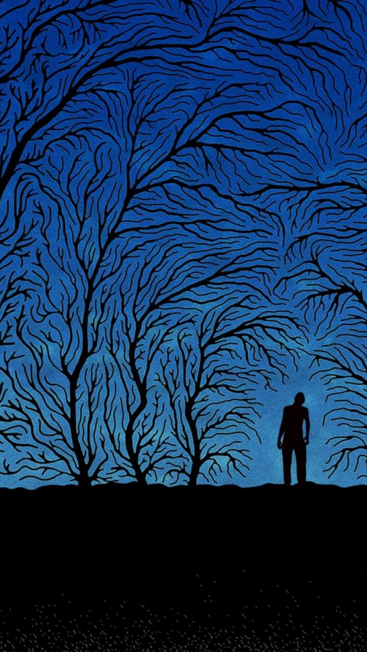 Blaue Und Schwarze Abstrakte Malerei. Wallpaper in 750x1334 Resolution