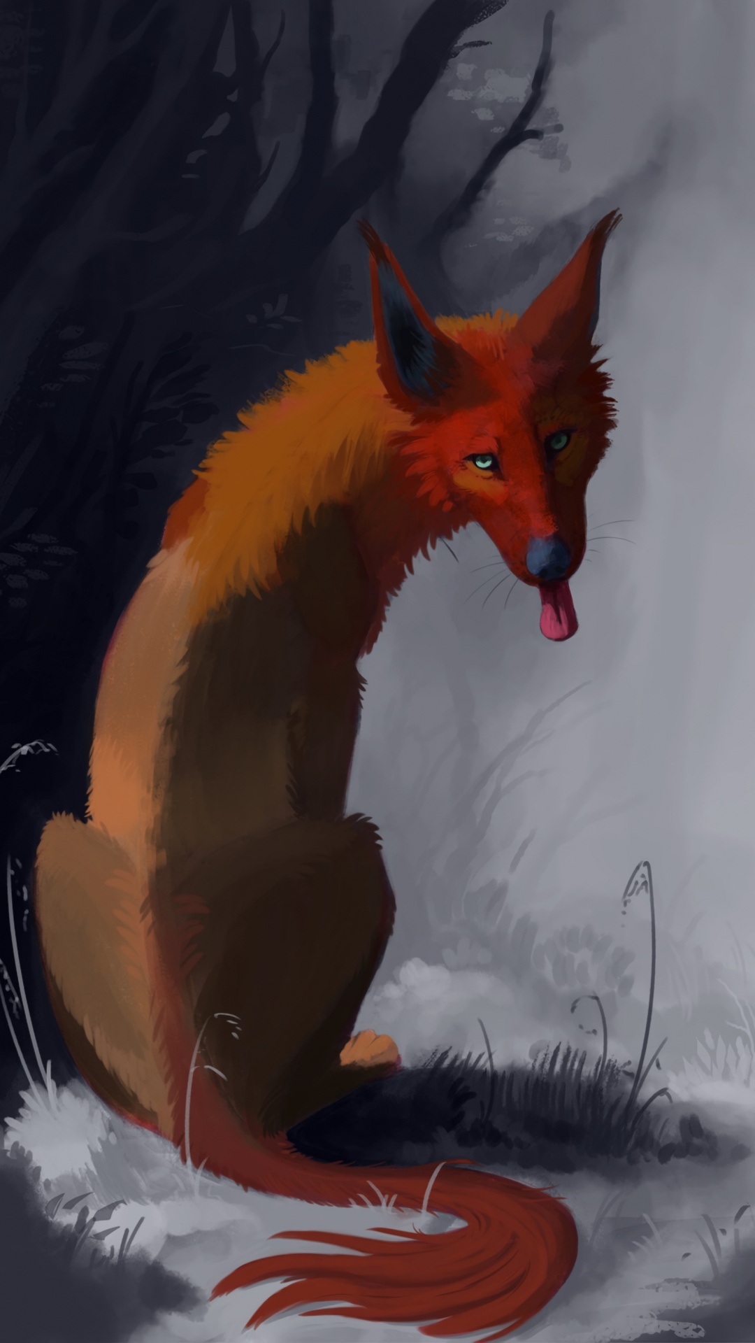 Brown and Black Fox Painting. Wallpaper in 1080x1920 Resolution