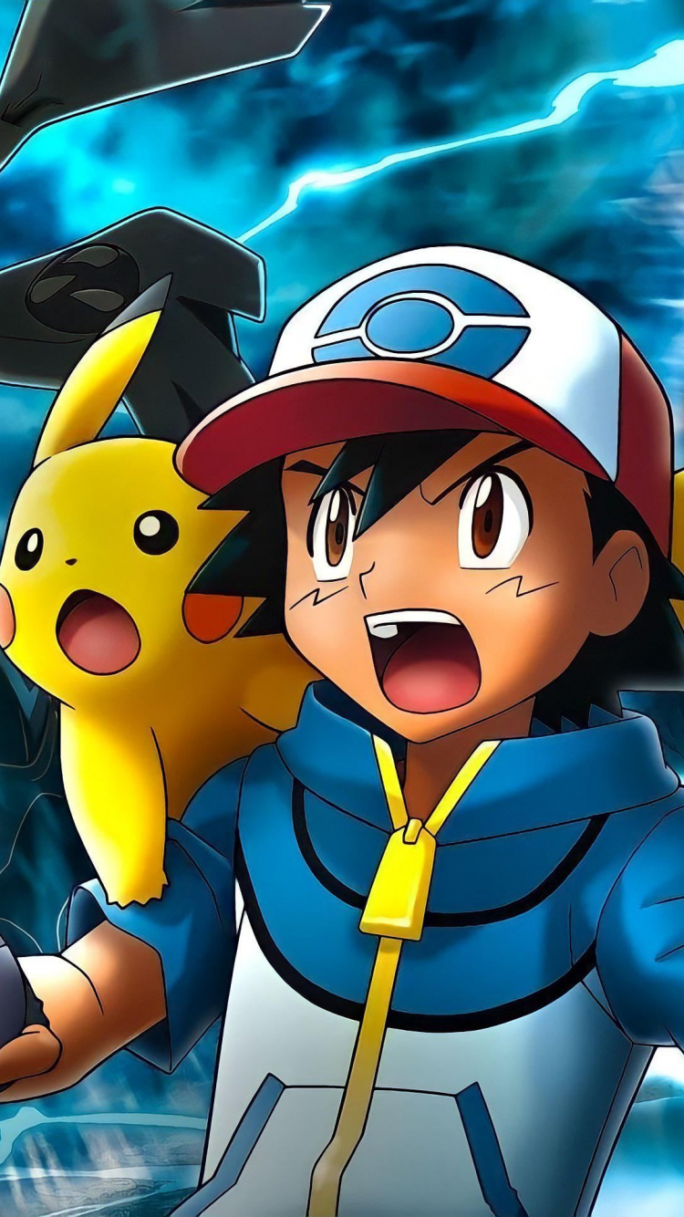 Ash Ketchum, Pokmon GO, Ashs Pikachu, Pikachu, Legendary Pokmon. Wallpaper in 750x1334 Resolution